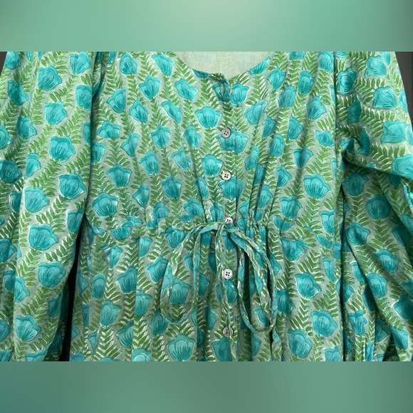 Emerson Fry Lucy Long Sleeve Dress - Frida in Blue/Green, Size Medium - Picture 6 of 8